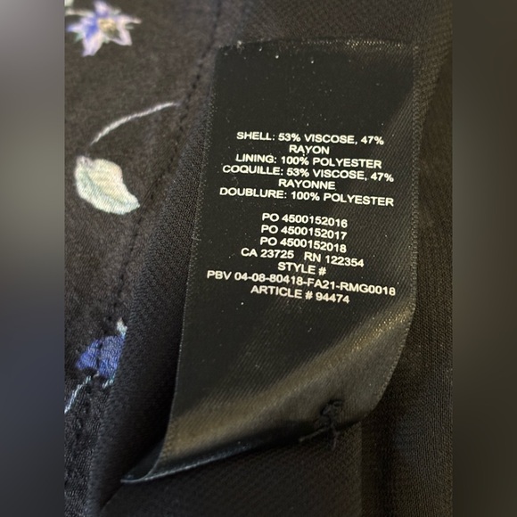 Aritzia Wilfred Barossa Dress Black Floral Babydoll Long Sleeve Size Small - Picture 15 of 15